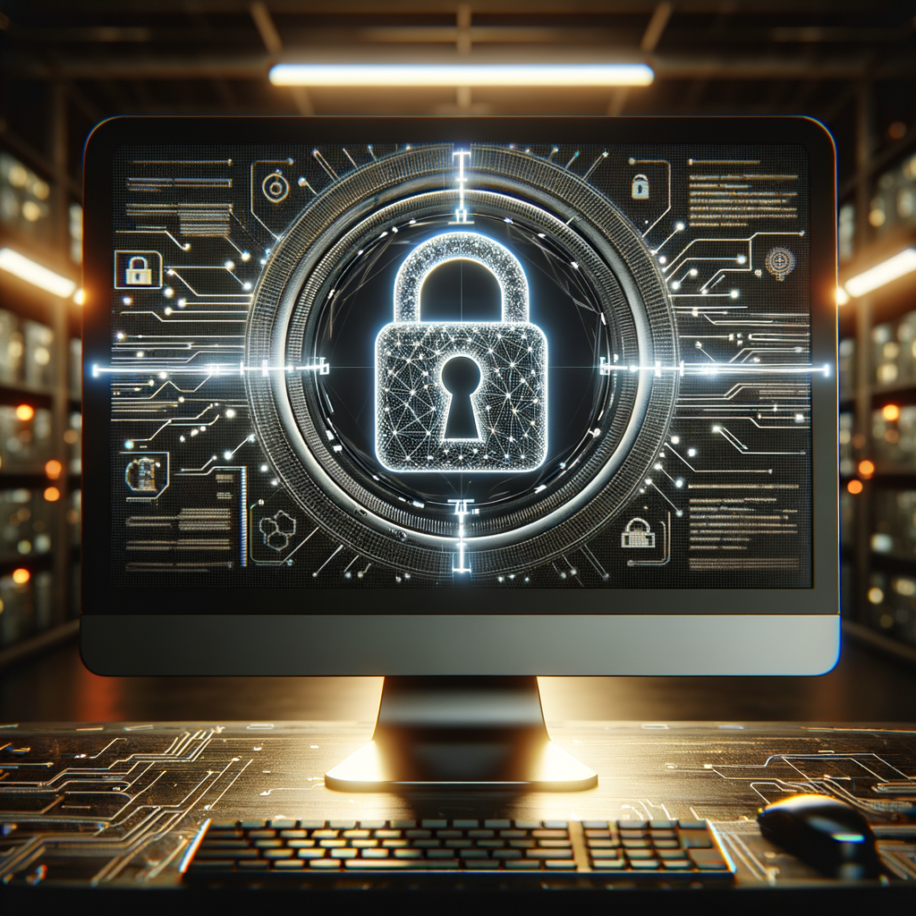 APIセキュリティを象徴するセキュリティロックアイコンとコードが映るコンピュータ画面