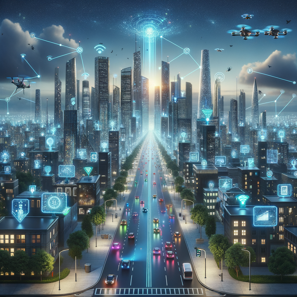 IoTの将来性を象徴する未来的な都市の風景