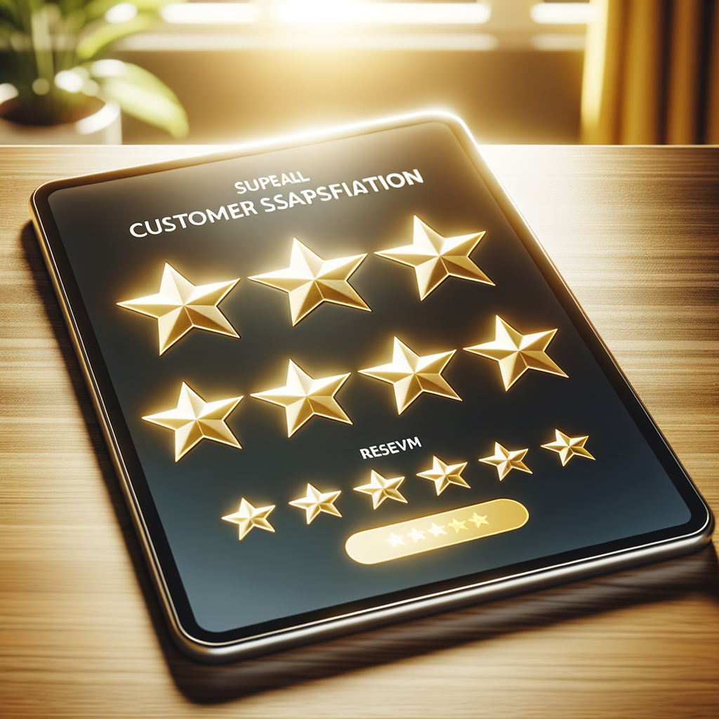 高いブランド忠誠心を象徴する、5つ星評価が選ばれたタブレット画面上の顧客満足度調査