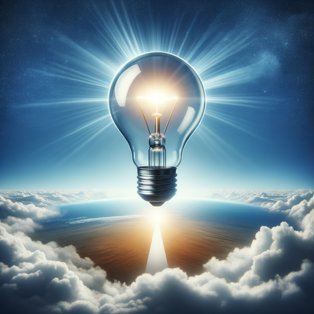 明るい未来と長期的なビジョンを象徴する地平線上の輝く電球