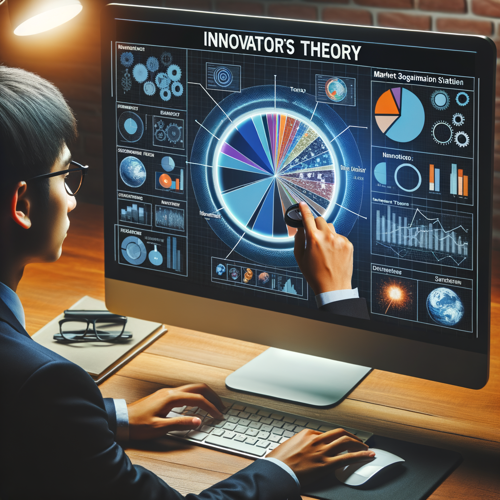 イノベーター理論に基づく市場セグメンテーションのパイチャートを分析するビジネスパーソン